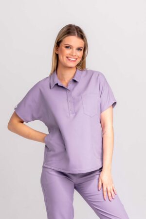Bluza medyczna damska SCRUBS z kołnierzykiem Lea™ – Lavender