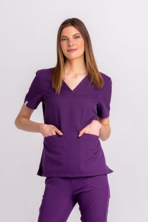 Bluza medyczna damska SCRUBS Esther™ – Grape Juice