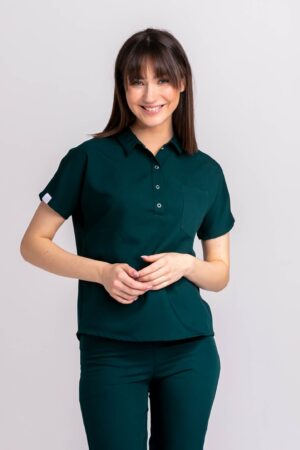 Bluza medyczna damska SCRUBS z kołnierzykiem Lea™ – Teal Green