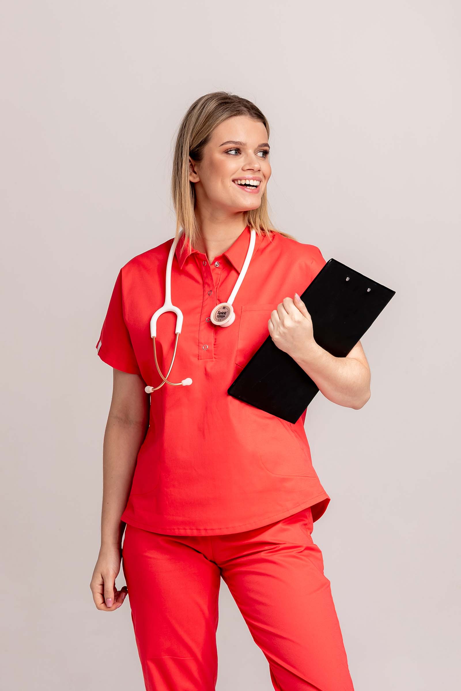 Bluza medyczna damska SCRUBS z kołnierzykiem Lea™ – Coral PROTECT