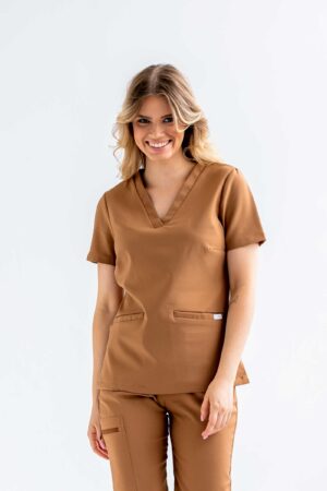 Bluza medyczna damska SCRUBS Esther™ – Caramel