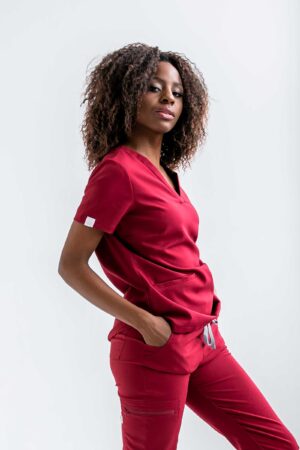 Bluza medyczna damska SCRUBS Esther™ – Bordo