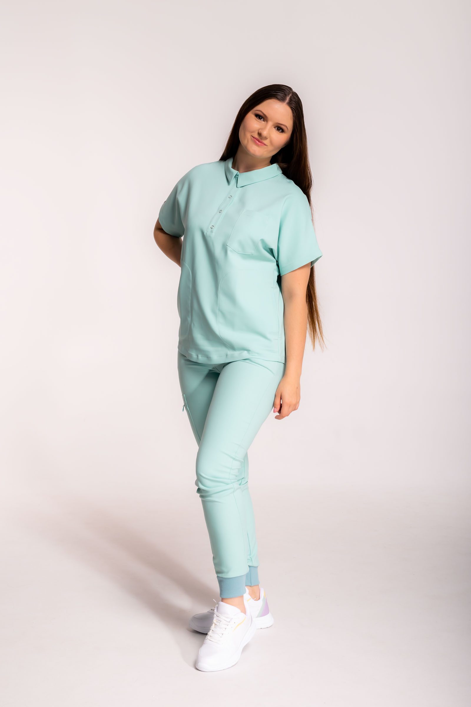 Bluza medyczna damska SCRUBS z kołnierzykiem Lea™ – Mint