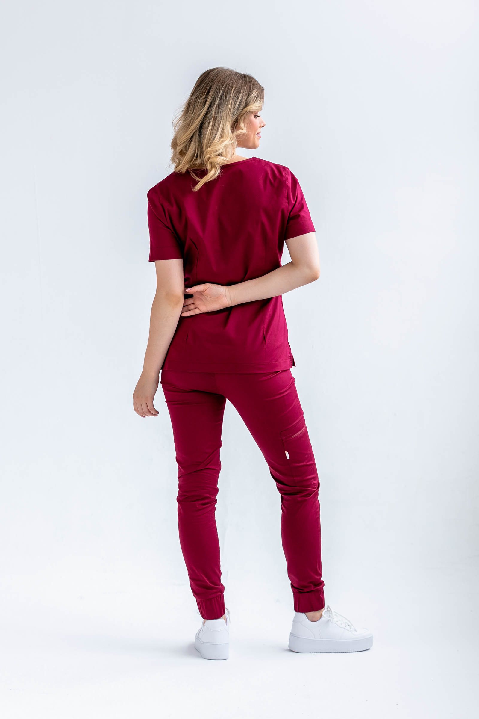 Bluza medyczna damska SCRUBS Esther™ – Bordo PROTECT