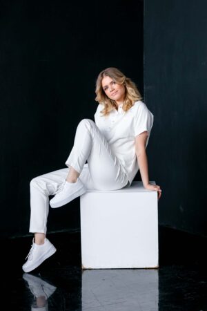 Spodnie medyczne damskie SCRUBS Eve™ – Ecru