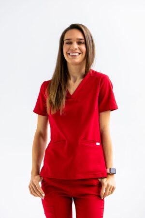 Bluza medyczna damska SCRUBS Esther™ – Red Wine